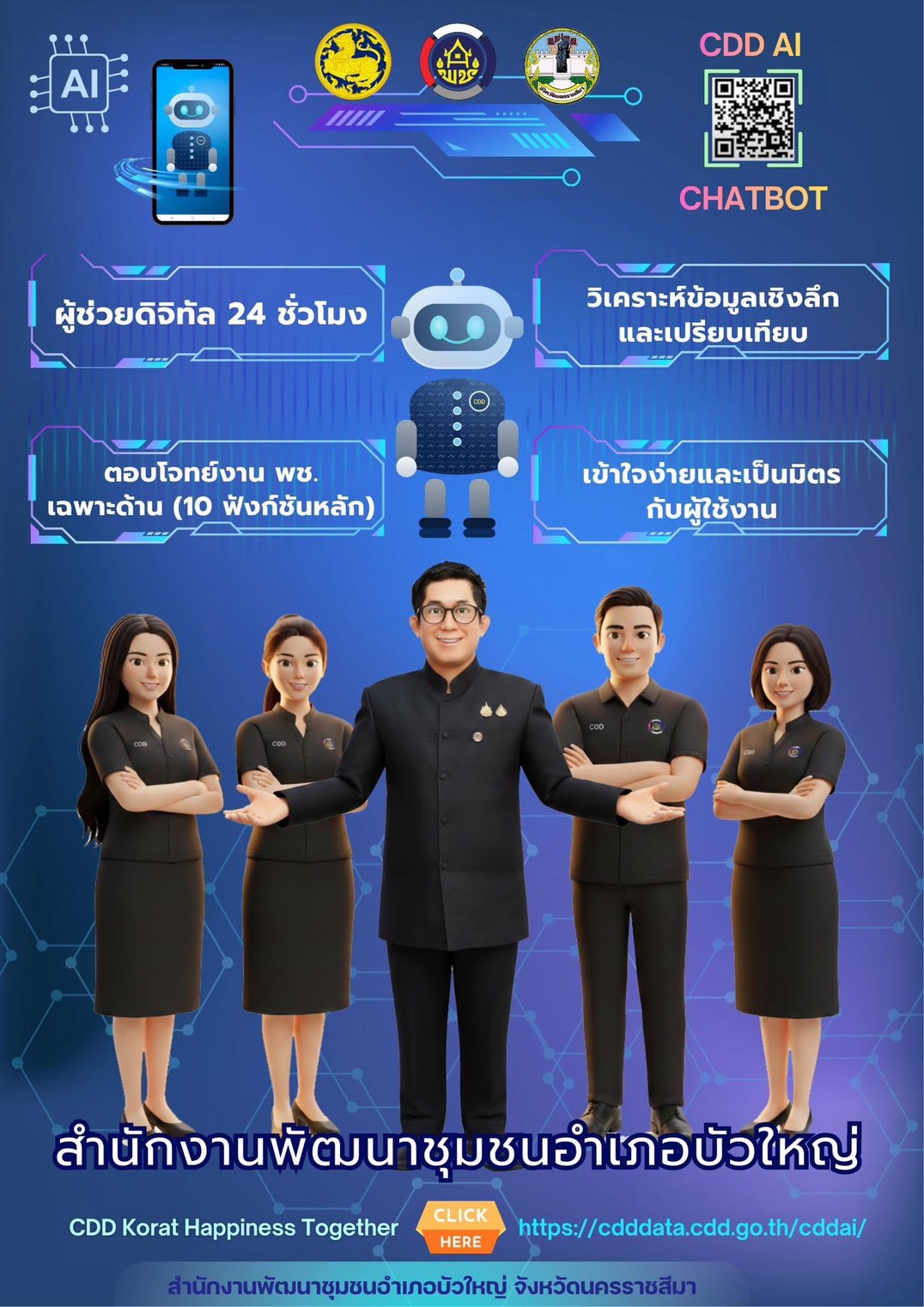 พช.บัวใหญ่ ขอแนะนำ CDD AI ผู้ช่วยพัฒนากร นวัตกรรมที่จะมาเปลี่ยนโลกพัฒนาชุมชนด้วยพลังปัญญาประดิษฐ์
